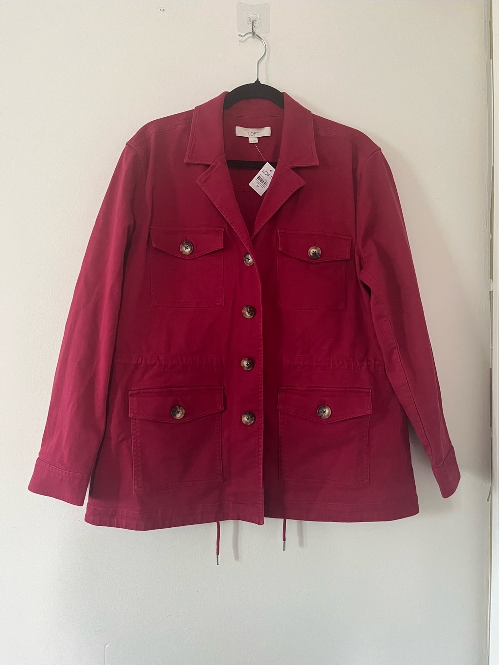 NWT Loft Red Field Jacket Medium Utility Chore Cotton Casual Fall Minimalist